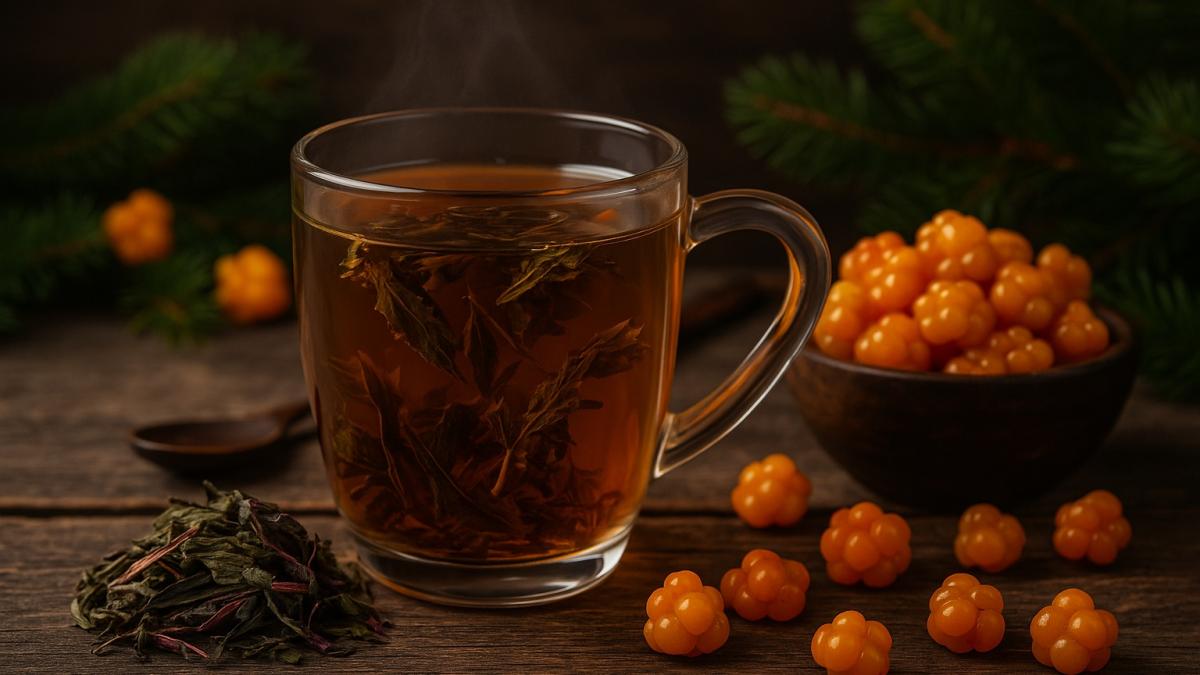 Чай из сушёной морошки и листьев ивы