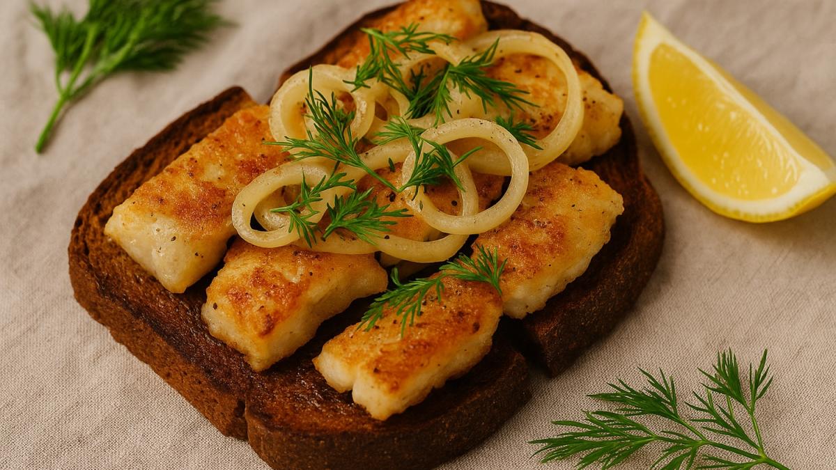 Ржаной бутерброд с жареной щукой Ржаной бутерброд с жареной щукой
