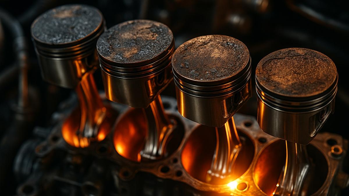 Поршни двигателя крупным планом Поршни двигателя крупным планом