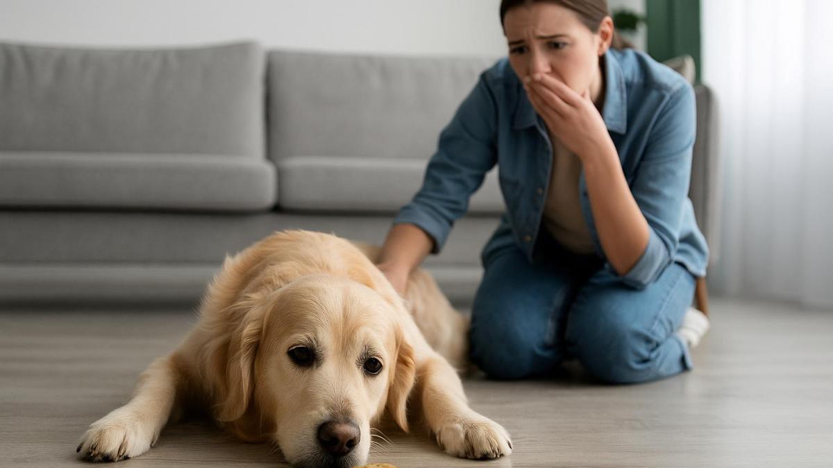 Собака отравилась дома