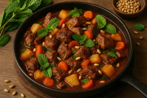 Рецепт летнего рагу с ягнёнком и кедровыми орехами для насыщения без тяжести