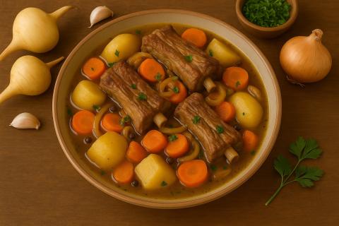 Эксперты по домашней кухне поделились рецептом жаркого с говяжьими рёбрышками и луком