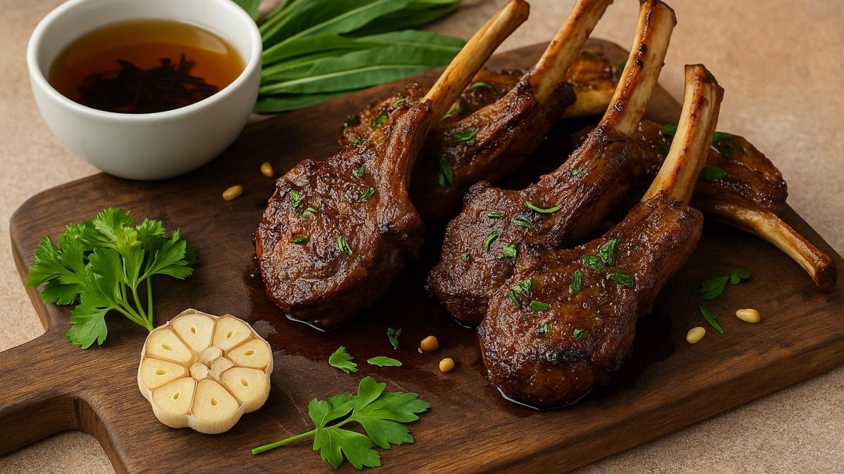 Ягнячьи рёбрышки в маринаде из иван-чая