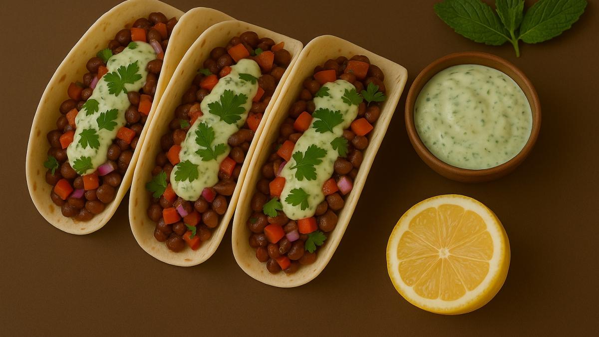 Тако с фасолью и мятным соусом Тако с фасолью и мятным соусом