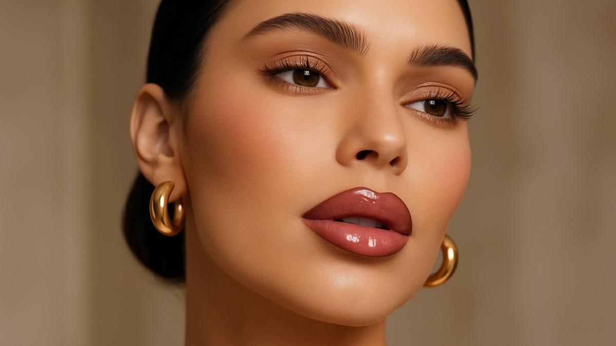 Глянцевые губы с контуром в стиле 90-х