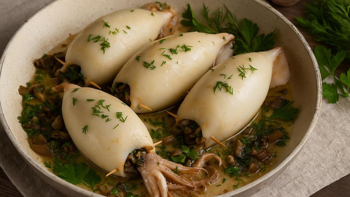 Фаршированные кальмары с грибами по-хабаровски