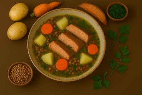 Эксперты по русской кухне поделились рецептом супа с гречкой и копчёной горбушей