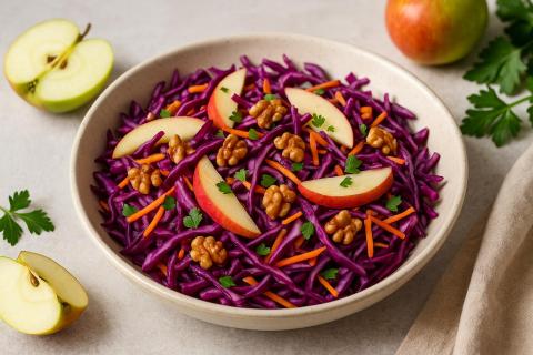 Кулинарные специалисты советуют салат из красной капусты как универсальное блюдо к праздничному столу