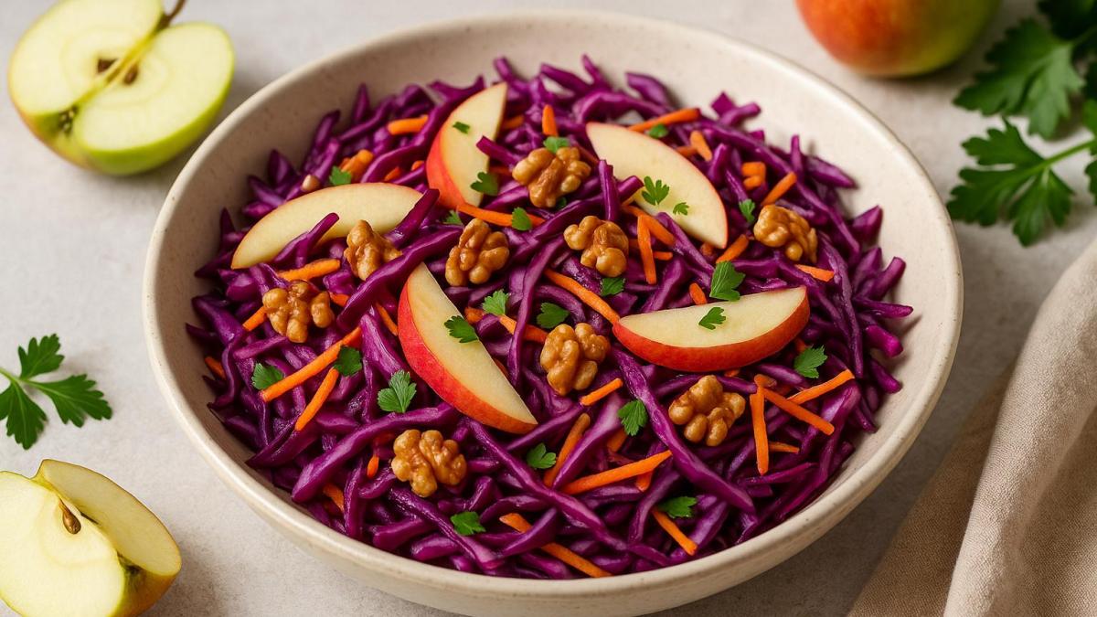 Салат с красной капустой и яблоком Салат с красной капустой и яблоком