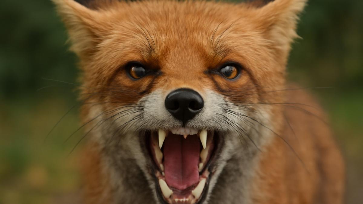 Лиса с оскаленными зубами