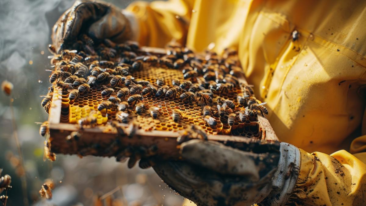 Пчеловод на пасеке