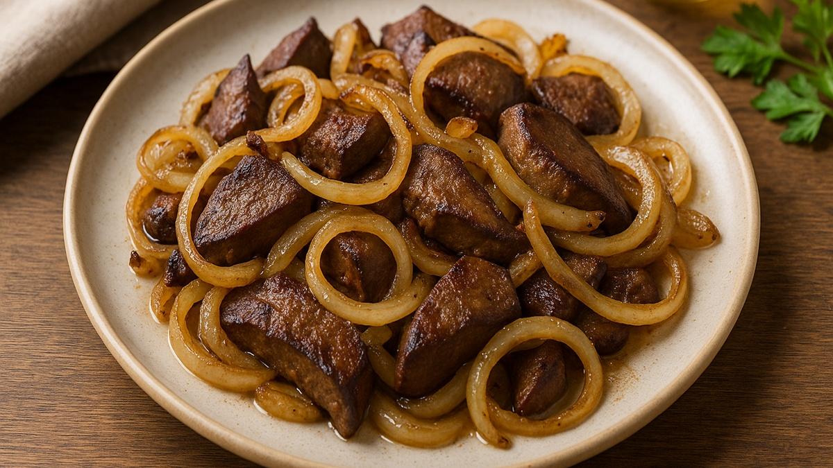 Жареная печень с луком по-якутски