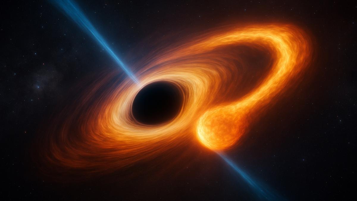 Черная дыра поглощает звезду