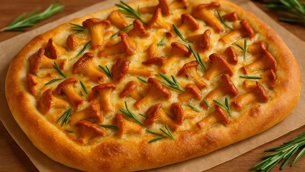 Фокачча с лисичками и сыром