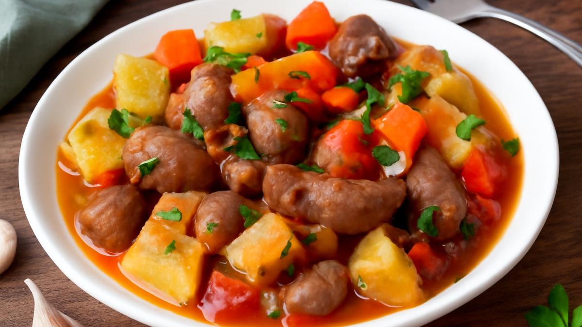 Сердца индейки с овощами Сердца индейки с овощами