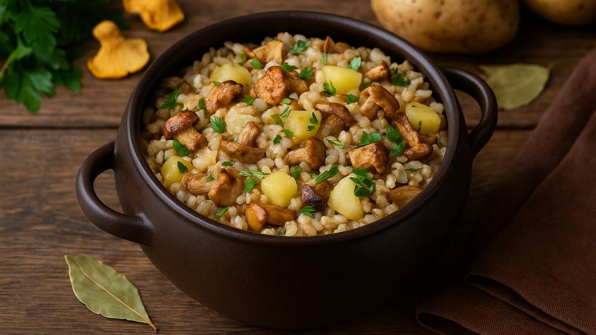 Вепсская каша с грибами и картофелем