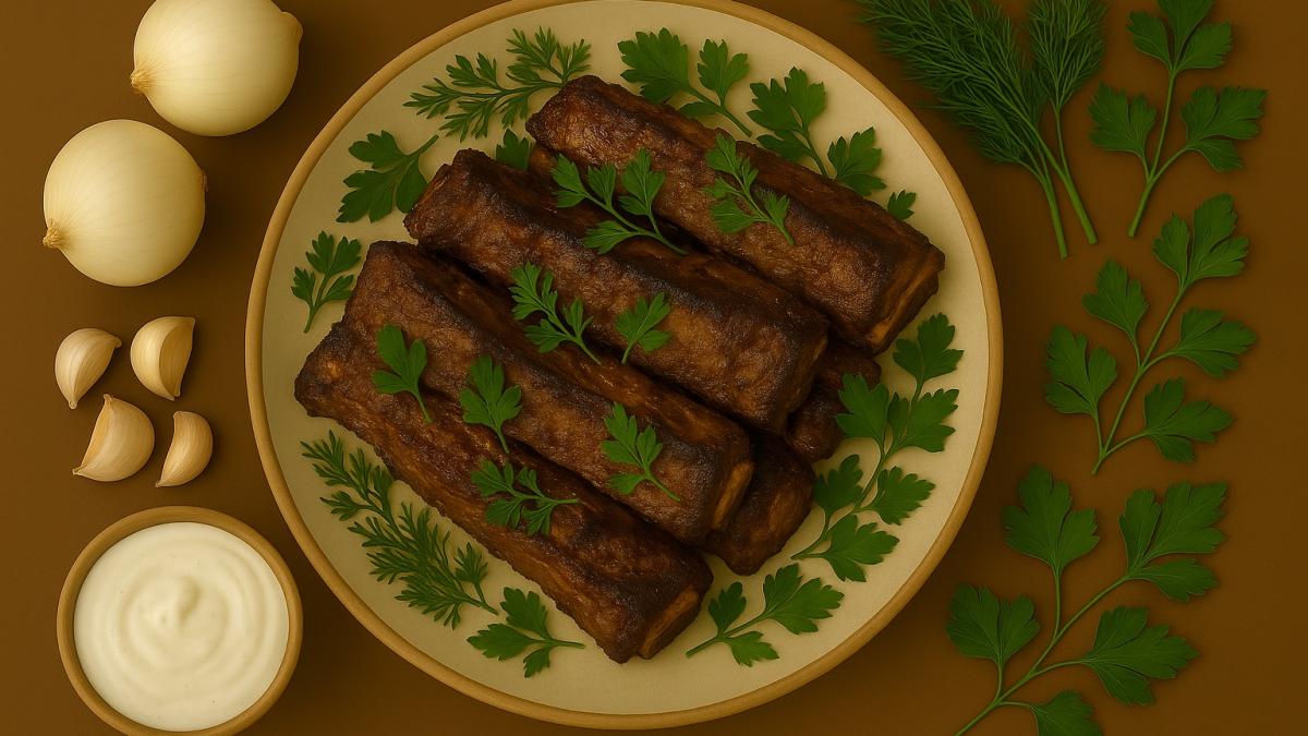 Говяжьи рёбрышки в кефирном маринаде с зеленью