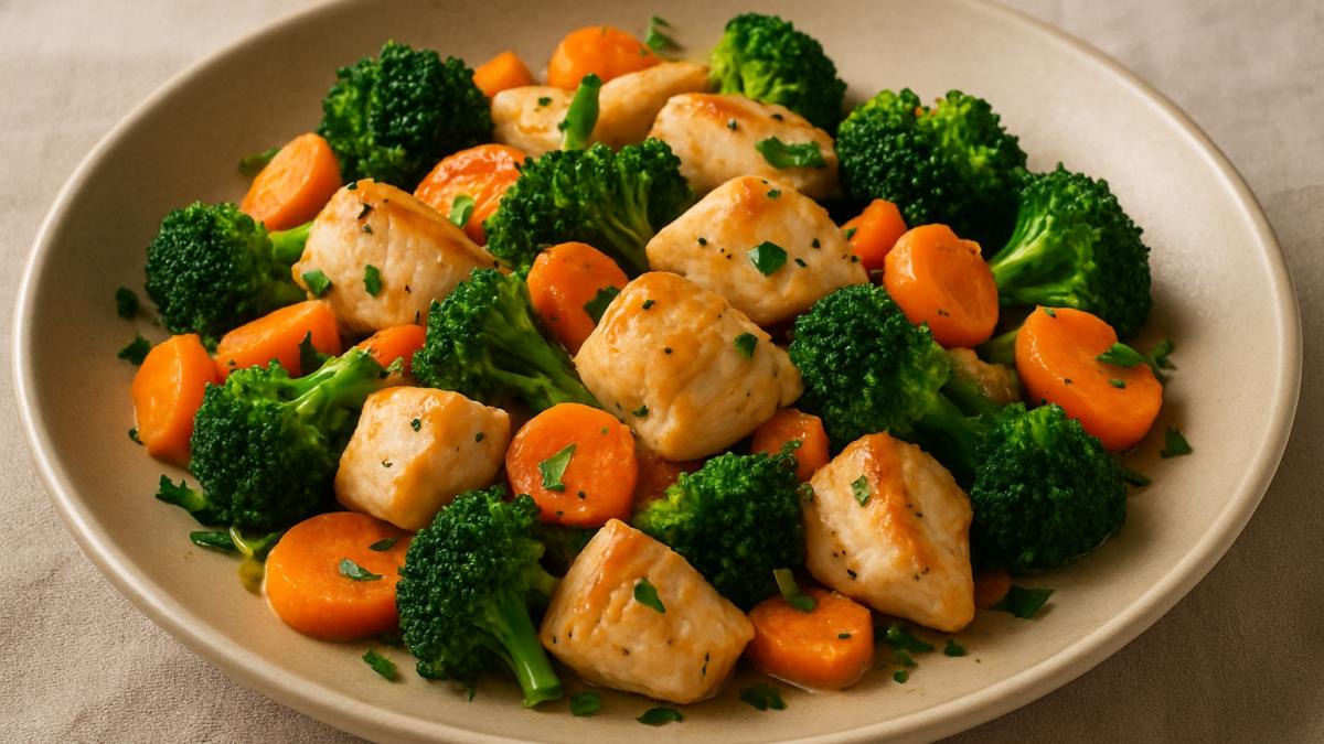 Куриное филе с брокколи и морковью Куриное филе с брокколи и морковью