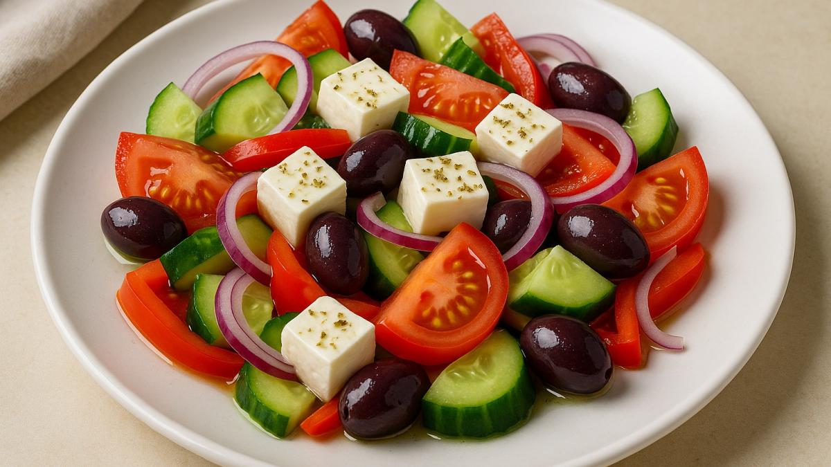 Греческий салат с оливками и фетой Греческий салат с оливками и фетой