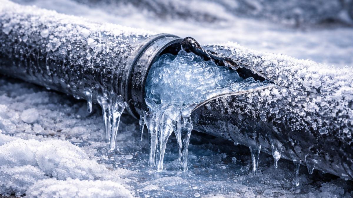 Ледяной разлом на водопроводе