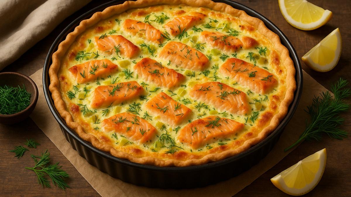 Пирог с копченым лососем Пирог с копченым лососем