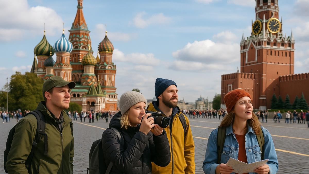 Туристы в Москве