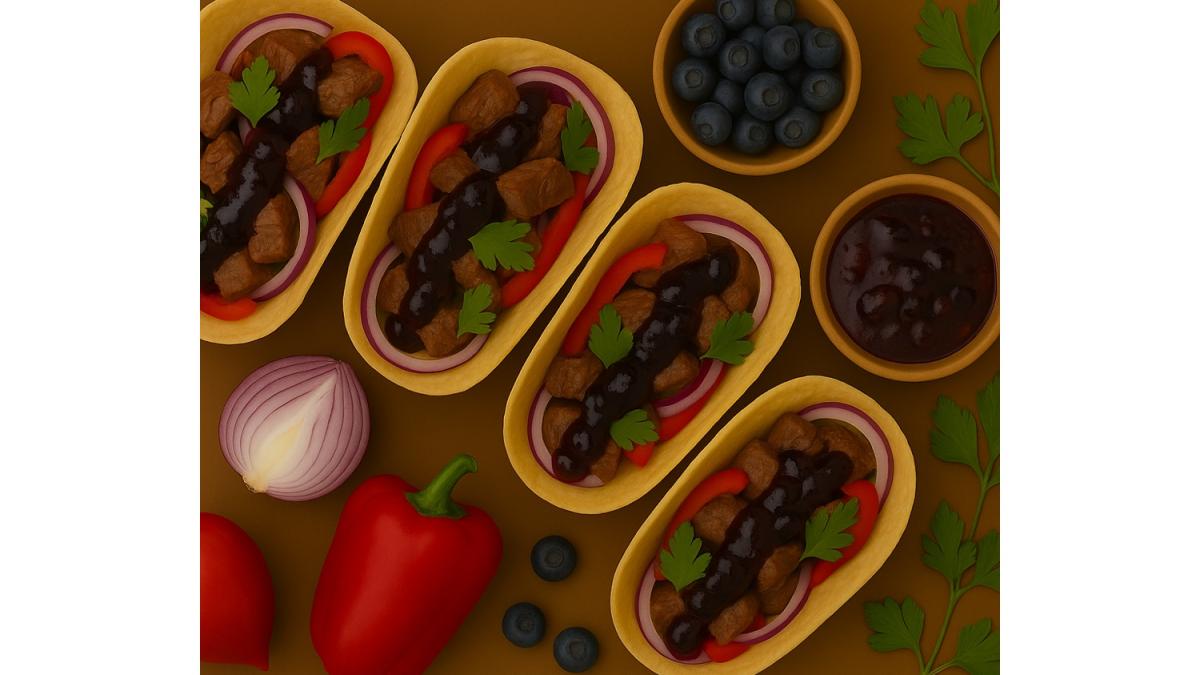 Тако с говядиной и соусом из черники