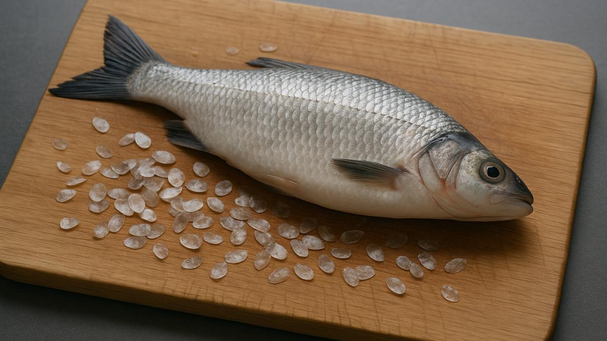 Рыба и чешуя на доске