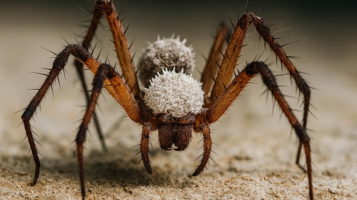 Паук, заражённый грибом Gibellula Паук, заражённый грибом Gibellula