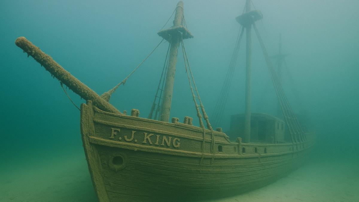 Затонувший корабль F.J. King в озере Мичиган