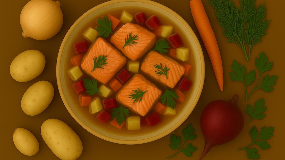 Суп из нерки с корнеплодами