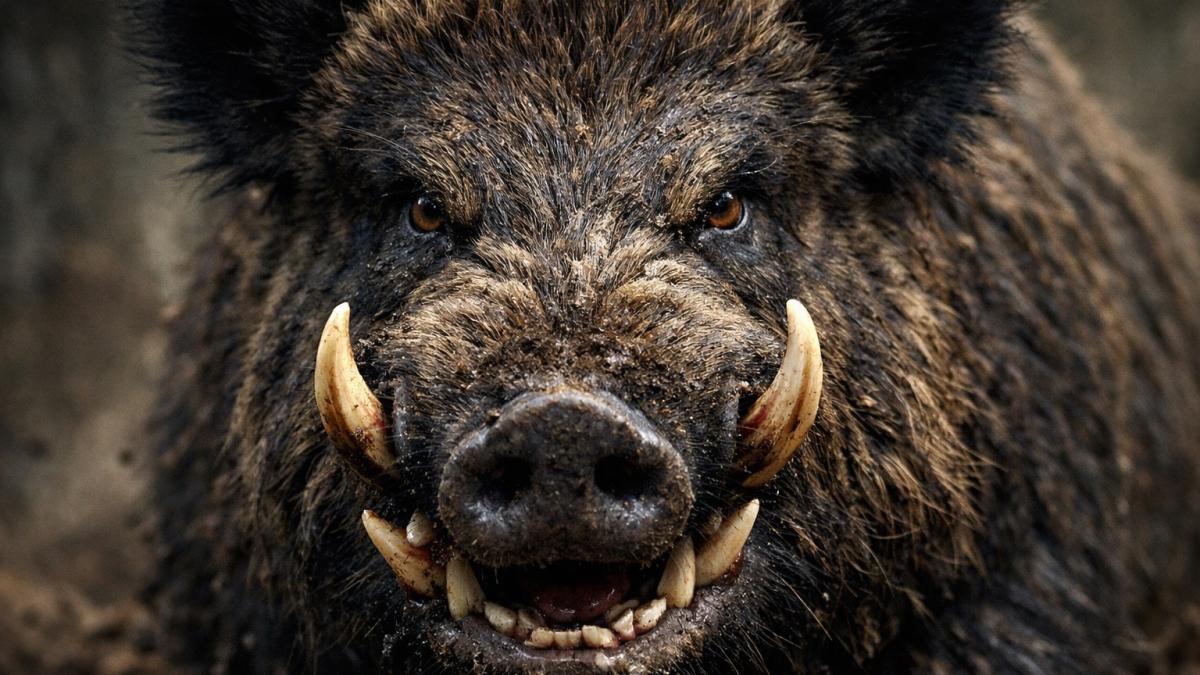 Агрессивный дикий кабан