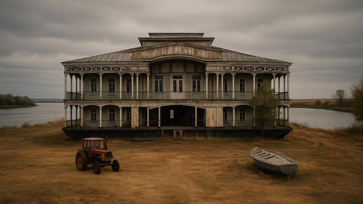 Заброшенный дебаркадер в дельте Волги