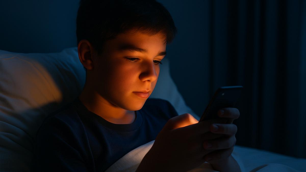 Подросток с телефоном перед сном