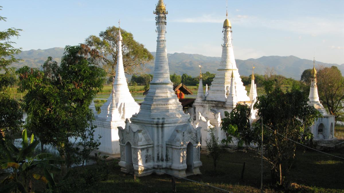Inle Lake, Buddhist stupas, Myanmar Inle Lake, Buddhist stupas, Myanmar