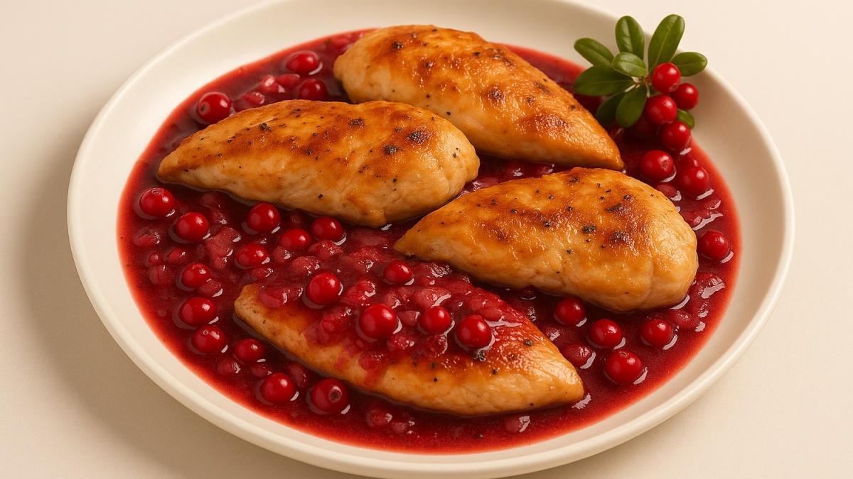 Курица с брусничным соусом