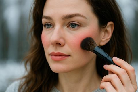 Приглушённые оттенки румян реже дают пятна на светлой коже — визажисты