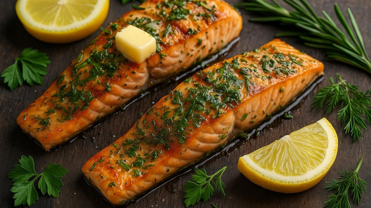 Лосось с травами на гриле Лосось с травами на гриле