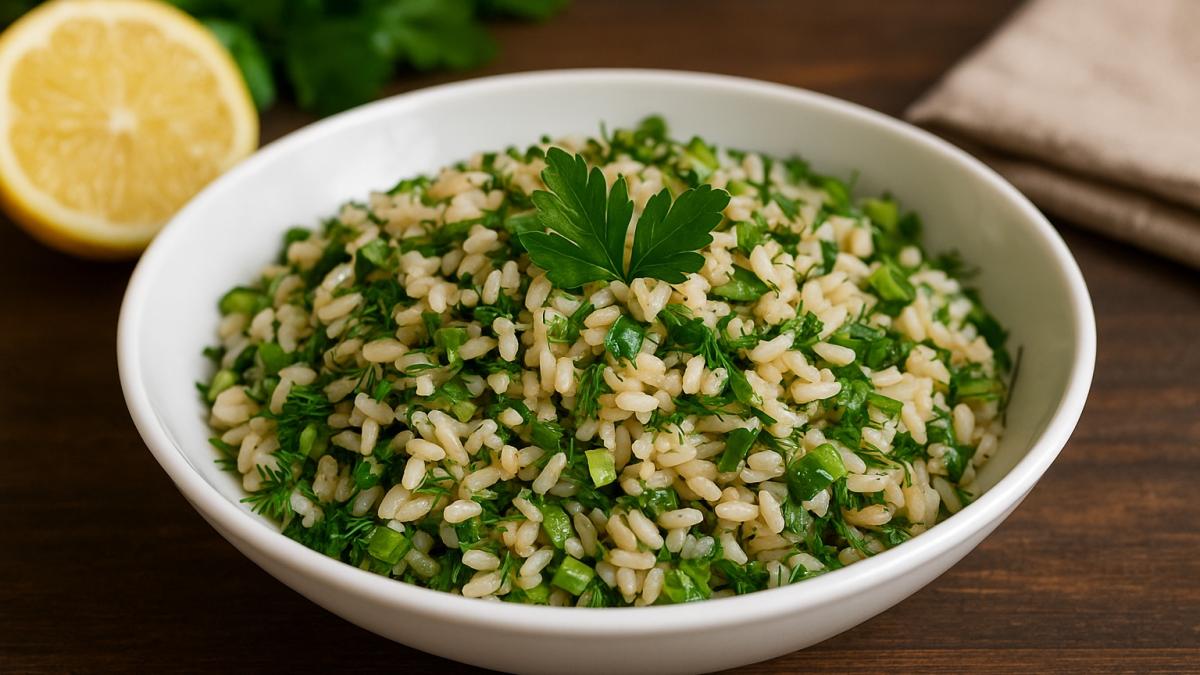 Салат из бурого риса с зеленью Салат из бурого риса с зеленью
