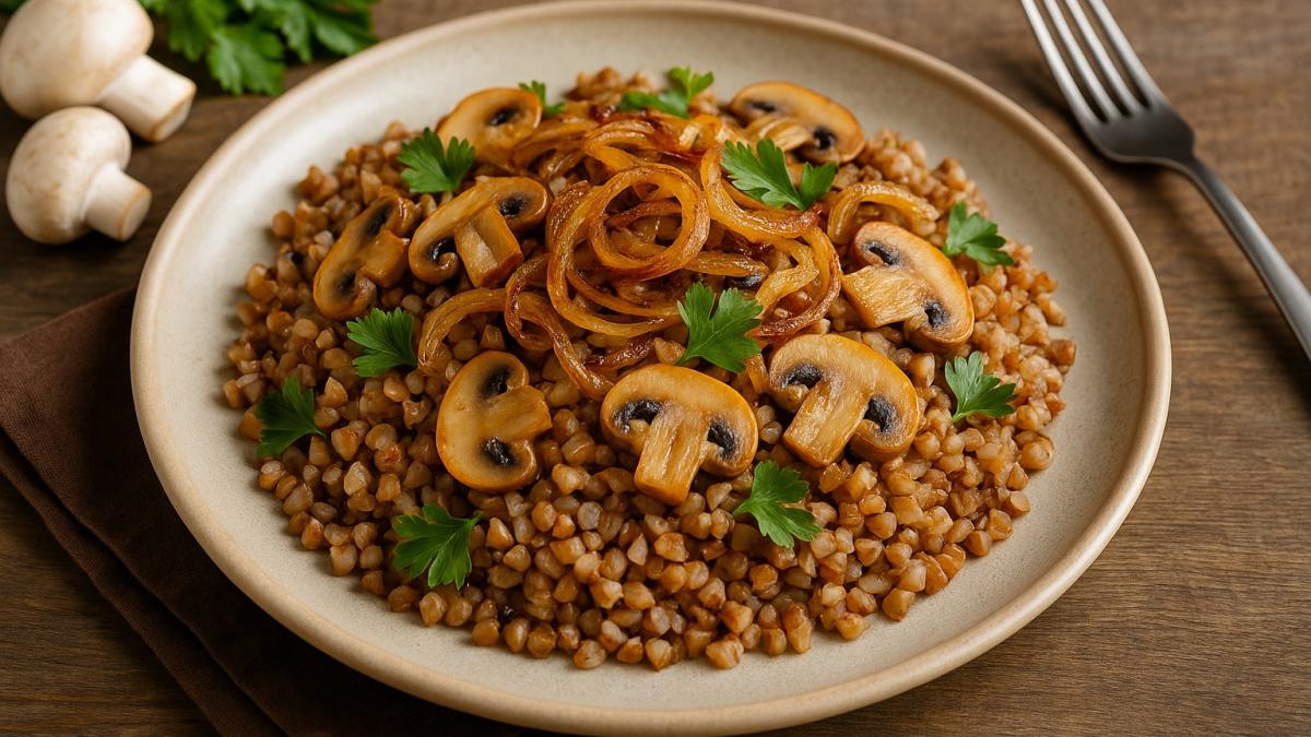 Каша с грибами и жареным луком Каша с грибами и жареным луком