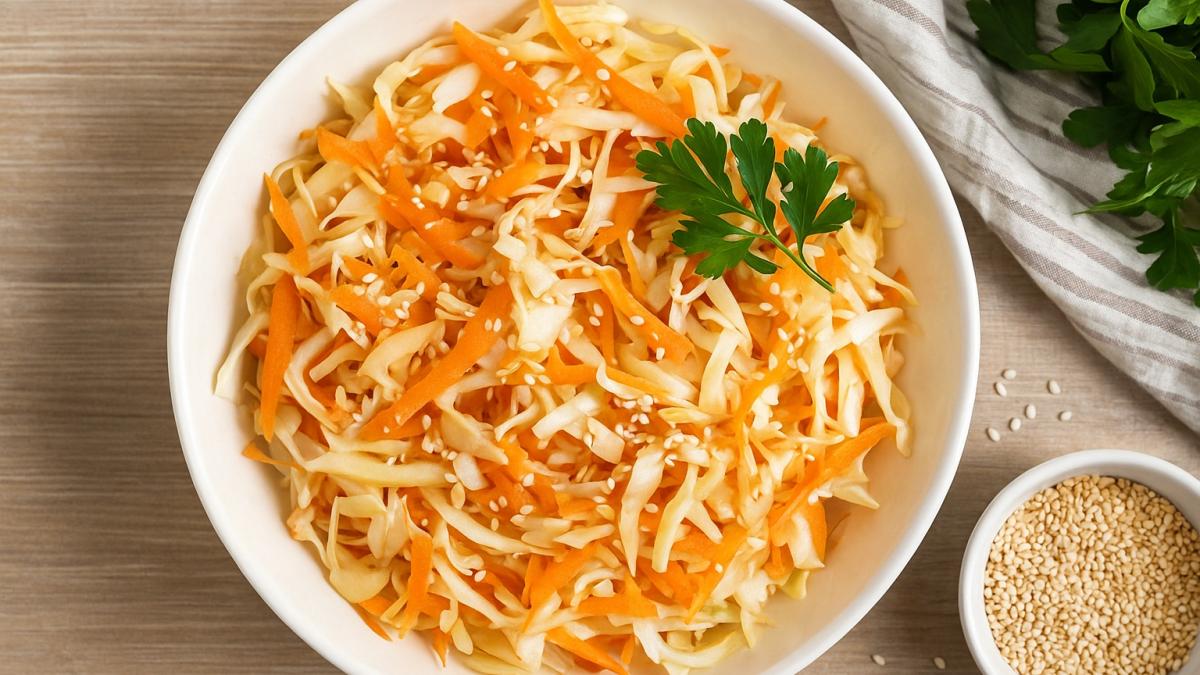 Салат из капусты с морковью и кунжутом Салат из капусты с морковью и кунжутом