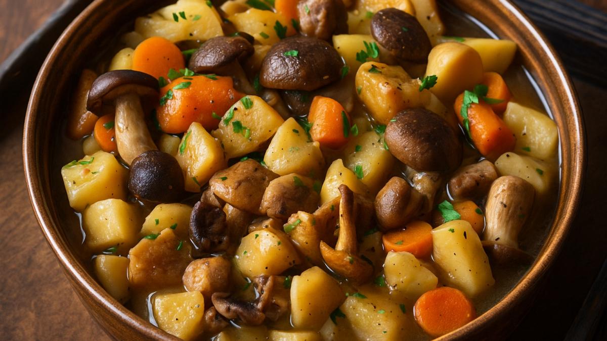 Рагу из северных грибов и корнеплодов