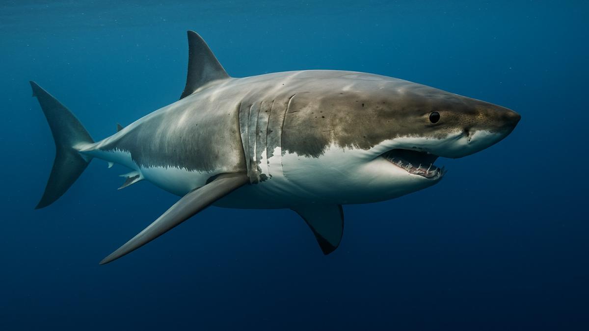 Большая белая акула в океане