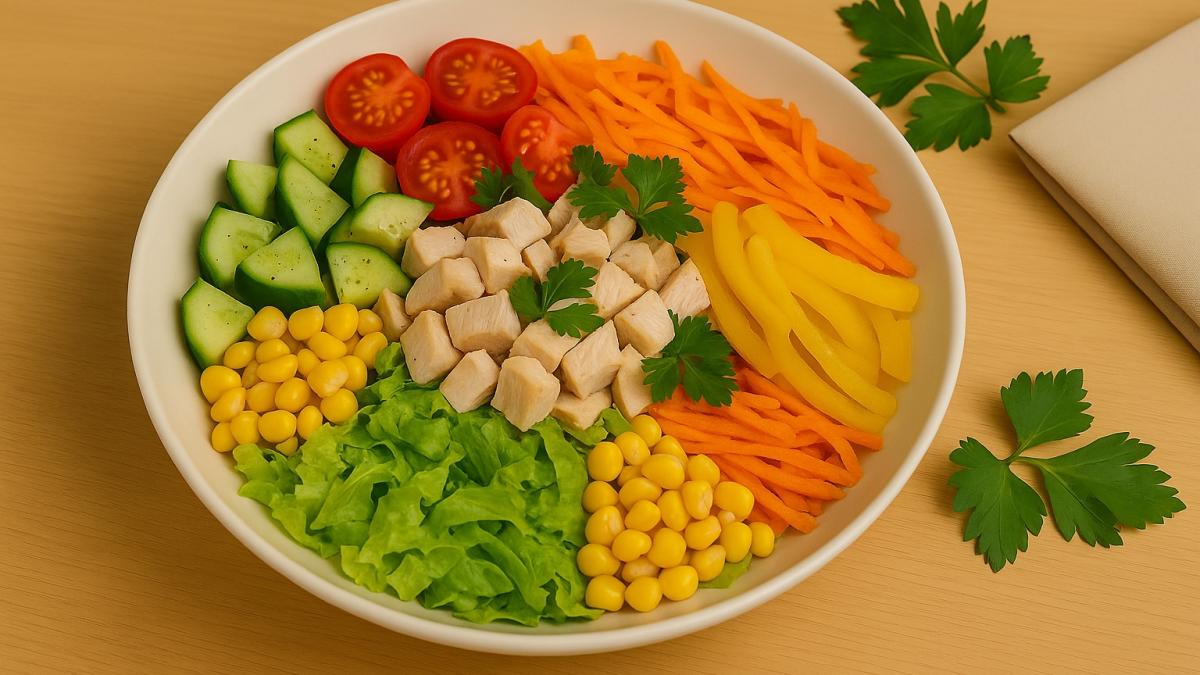 Салат с куриной грудкой и овощами