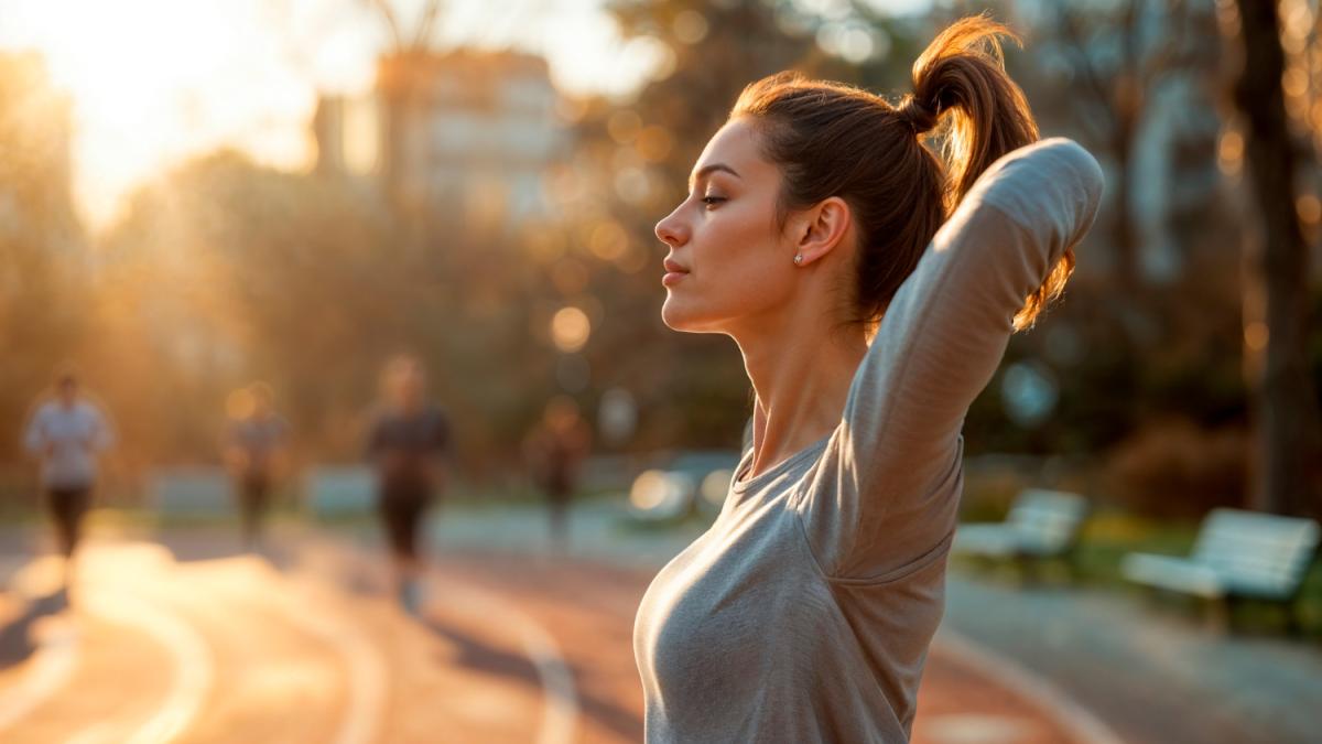 Женщина разминается