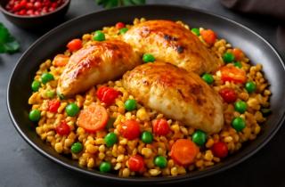 Зелёный горошек добавляет свежесть и цвет гарниру из булгура