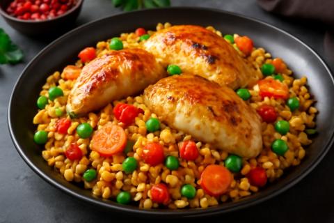 Зелёный горошек добавляет свежесть и цвет гарниру из булгура