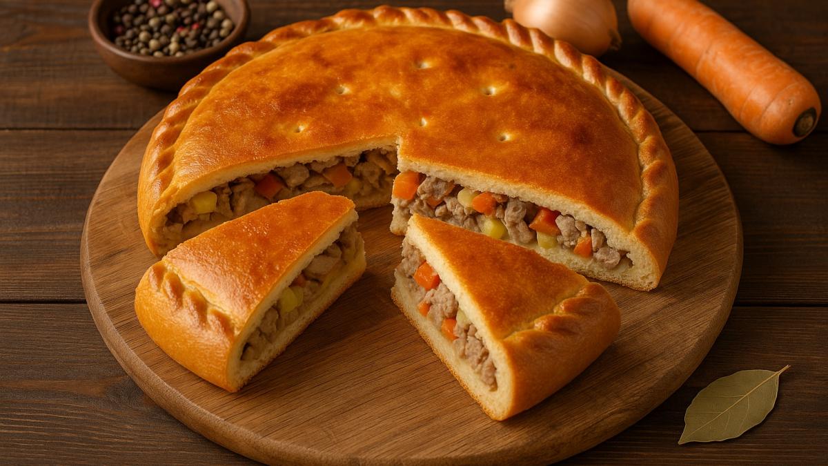 Пирог с мясом и кореньями