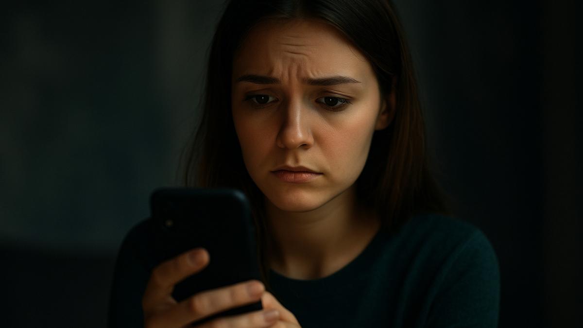 Растерянность перед экраном смартфона