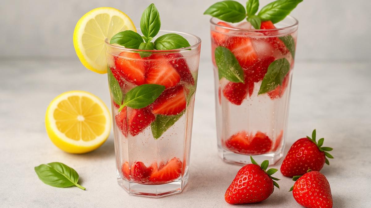 Газировка с клубникой и базиликом Газировка с клубникой и базиликом